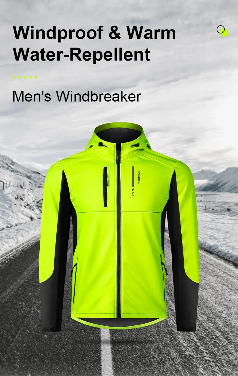 Winter Cycling Jackets Man Warm Thermal Windbreaker for Men Hooded MTB Bike Jackets for Riding Windproof Bicycle Clothing