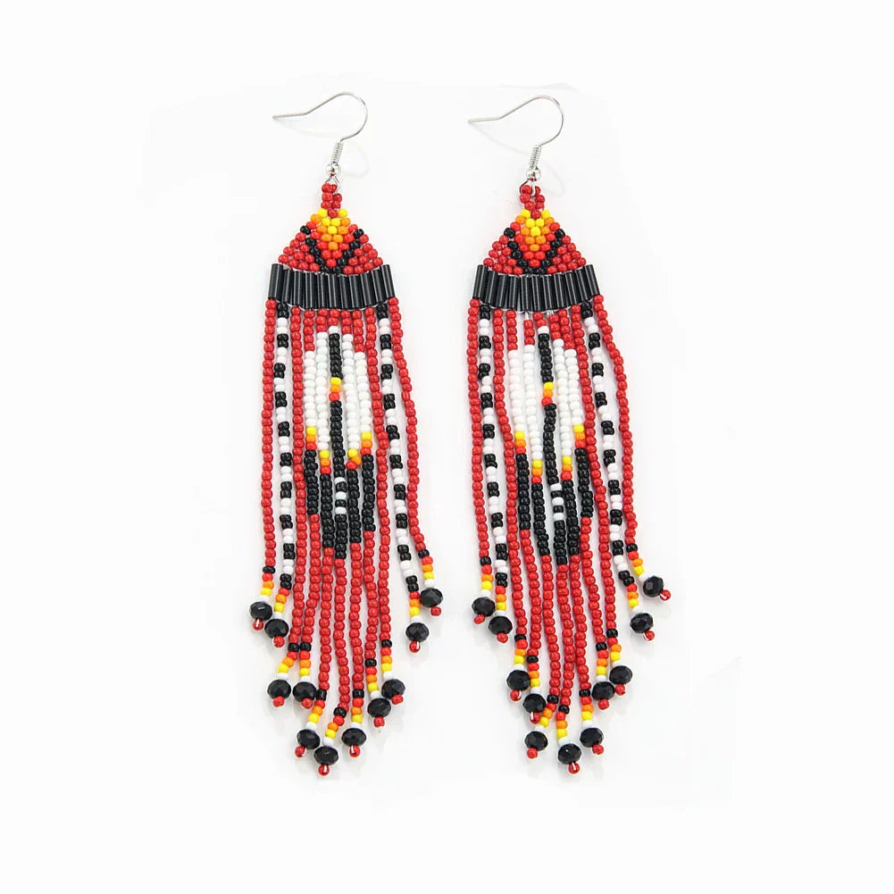 White Rice Beads Earrings For Women Retro Boho Tassels Water Drop Earrings Exaggerated Ethnic Style Earrings Jewelry