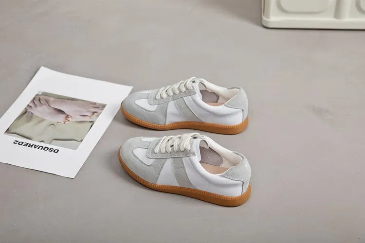 Women's Sneakers 2026 New Genuine Leather Ladies Moral Training Shoes Casual Spring Flat Shoes Women