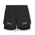 Men's 2 in 1 Double-deck Gym Shorts Quick Dry Summer Running Workout Shorts Zipper Pockets Slim Fit Fitness Training Short Pants