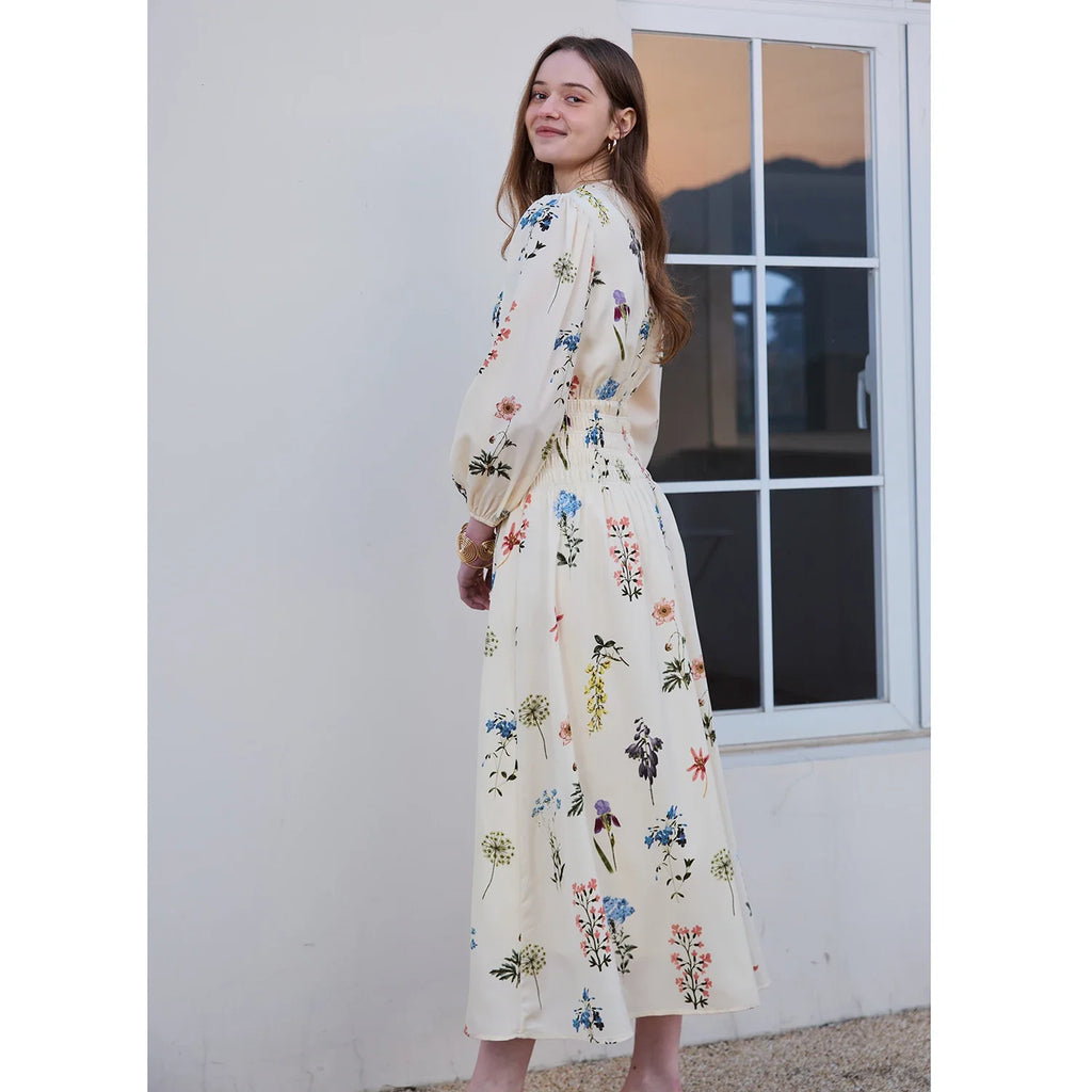SS26 Women Smock Floral Dress Sweet Style