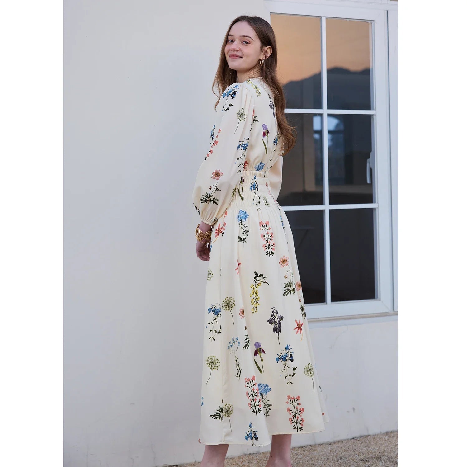 SS26 Women Smock Floral Dress Sweet Style