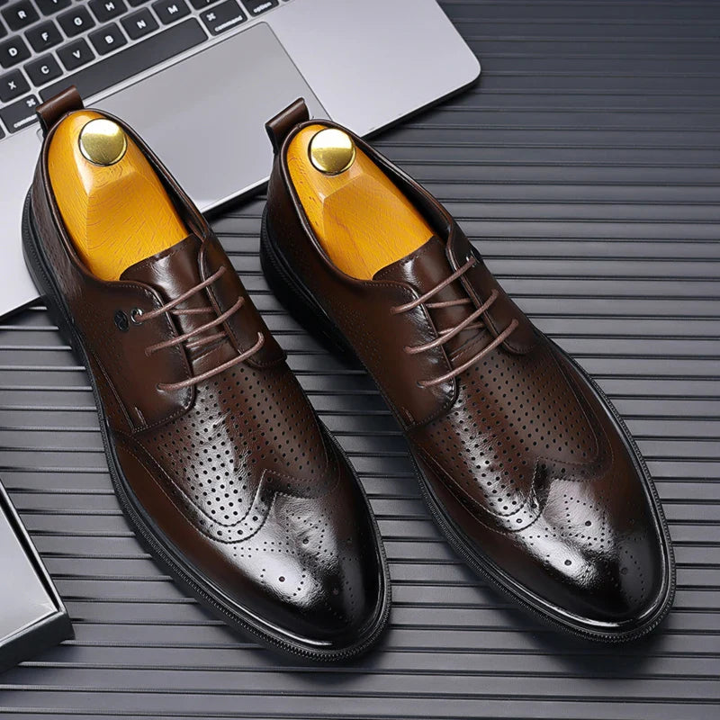 Handmade Men's Oxford Shoes designer Brogue Men Leather Shoes Luxury Fashion Wedding Shoe Business Office Men's Shoes Size 38-44
