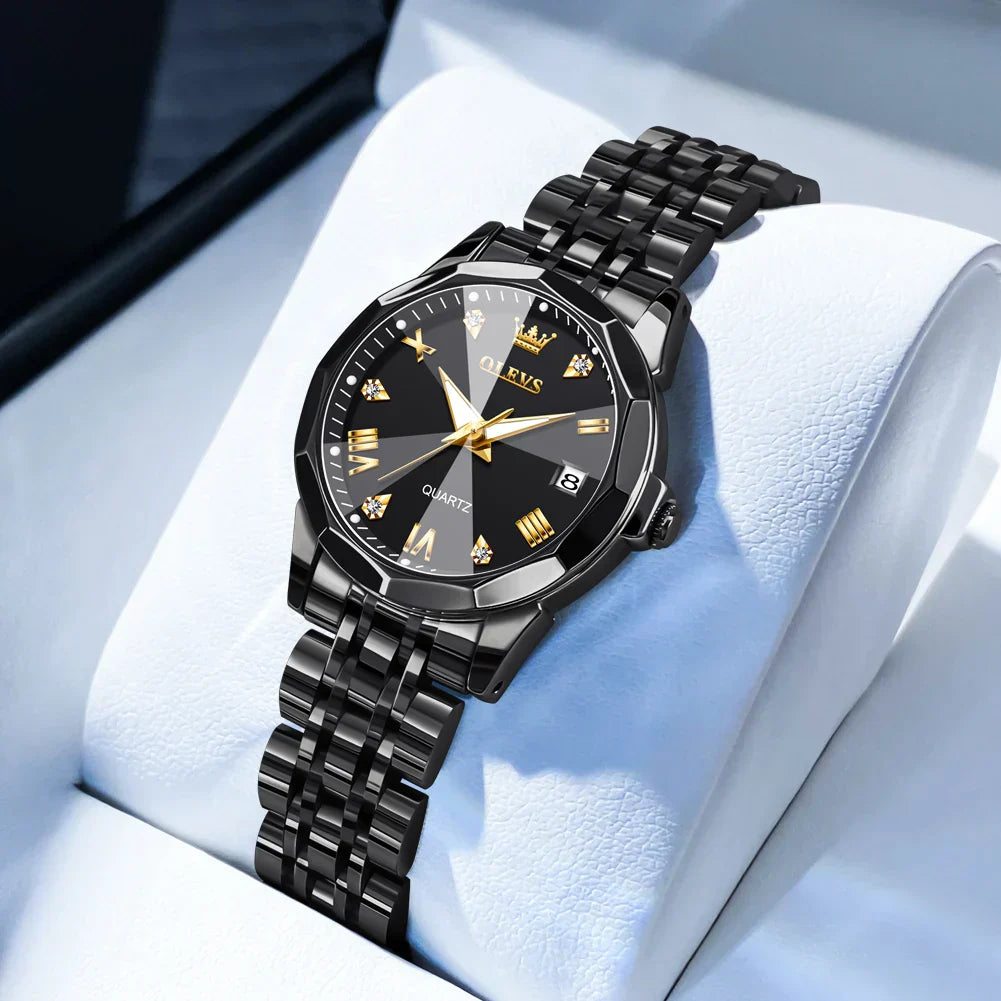 Fashion Golden Watch for Women Stainless Steel Waterproof Women's Watches Elegant Original Luxury Ladies Quartz Wristwatch