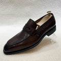 Luxury Men's Genuine Leather Dress Shoes Crocodile Print Wedding Loafers Double Buckle Business Office Formal Slip-On Shoes