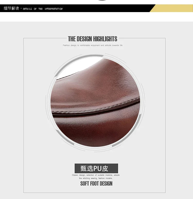 2026 Spring New British Fashion Men's Casual Leather Shoes Korean Style Slip-On Loafers Formal Men's Leather Shoes