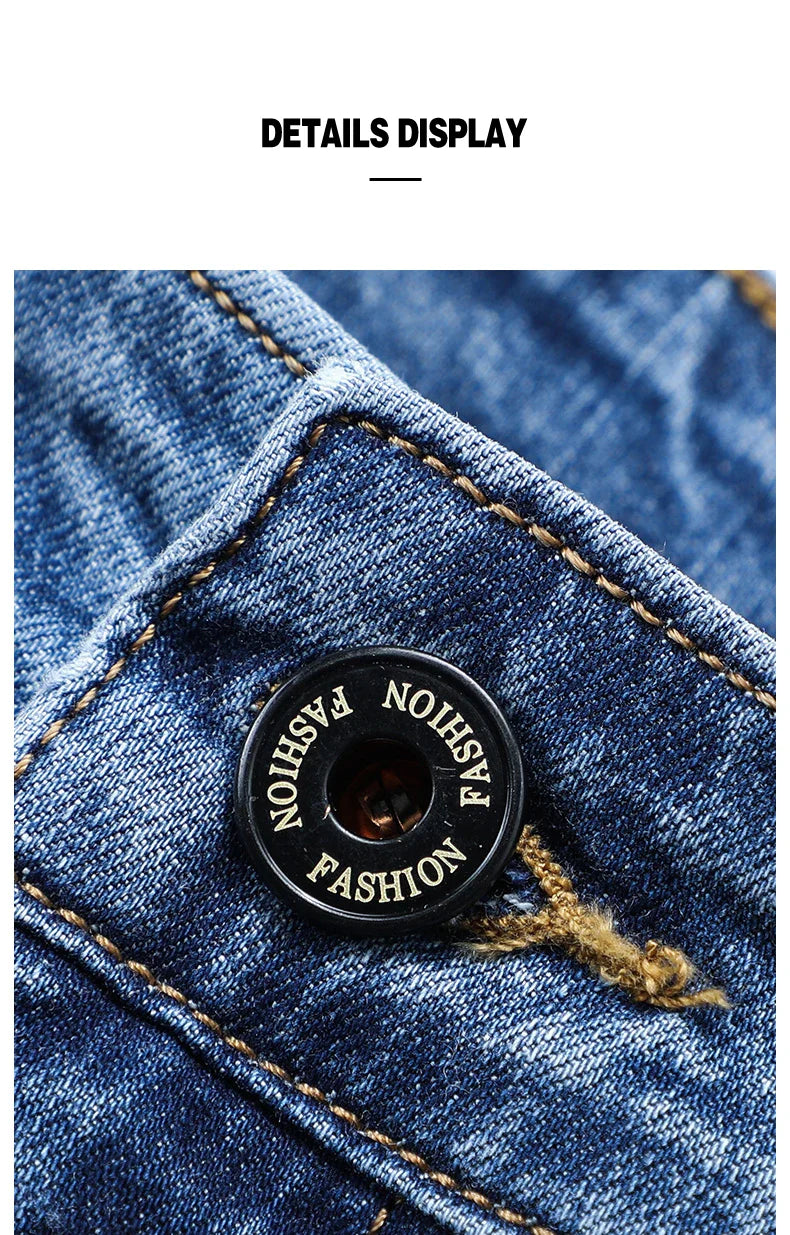 Spring/Summer 2023 Men's Gray Frayed Thin Jeans Classic Style Business Fashion Cotton Denim Stretch Pants Male Brand Trousers