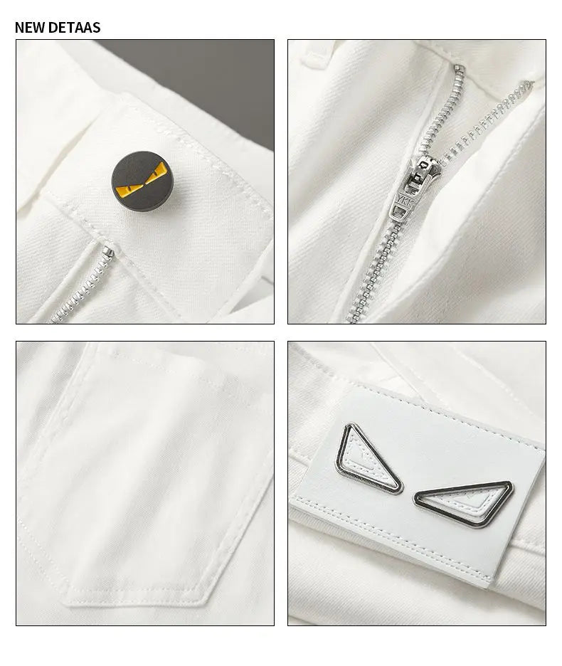 American Brand Men's Autumn Winter Straight-leg Slim Jeans High-quality Light Luxury Casual Versatile Fashion Korean Style Jeans