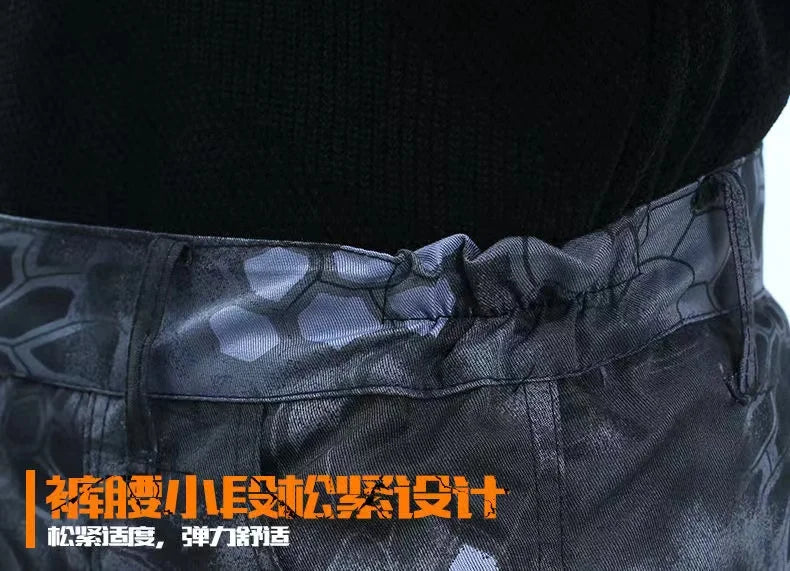 Outdoor Uniform Men's Soft Tracksuit Suit Black Python Pattern Wear-resistant Overalls Labor Insurance Cloth