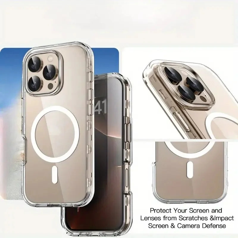 For iPhone 17 ProMax Transparent For Magsafe Magnetic Case for iPhone 17 16 15 14 13 12 11 X XR XS Max Pro Plus Shockproof Cover