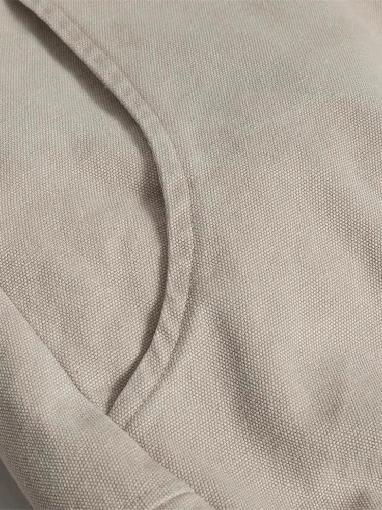Autumn Winter Short Thickened Warm Oversized Canvas Washed Padded Jacket with Faux Fur Inside Loose Casual Hoodie