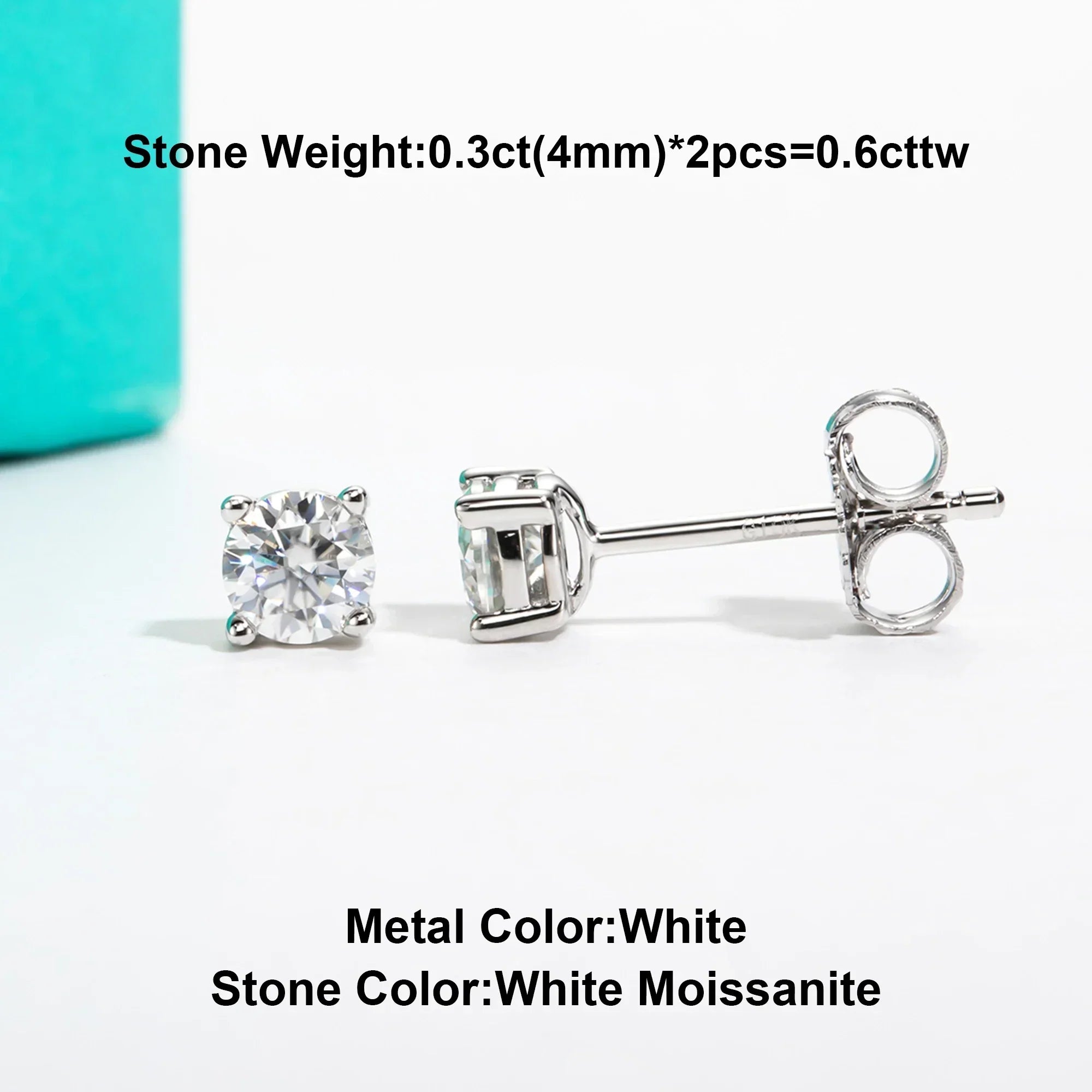 10k Gold 4/3/2/1.6/1/0.6ct Moissanite Stud Earrings For Women Real 10K Gold Post Anti-allergy Men Earrings Jewelry