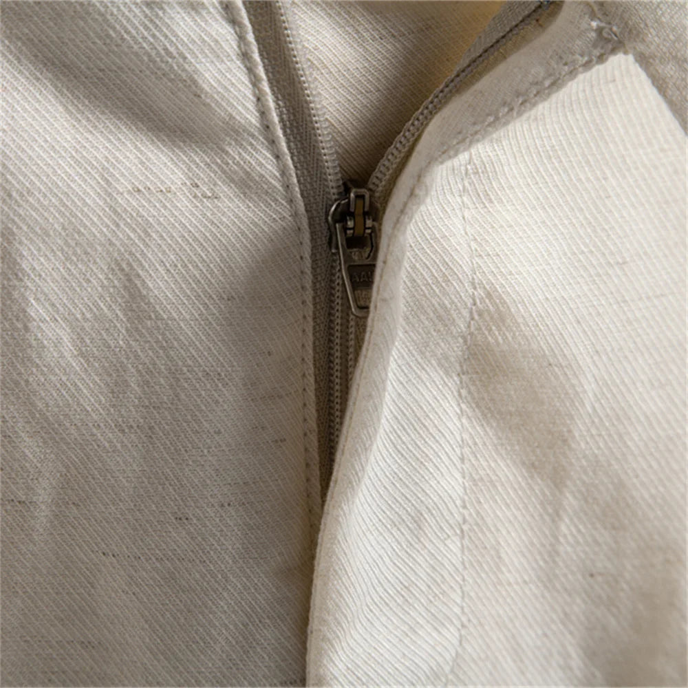 Comfortable Men's Shorts Solid Color Elastic Waist Multi Pocket Cotton Linen Blend Breathable Quick Dry Summer Shorts