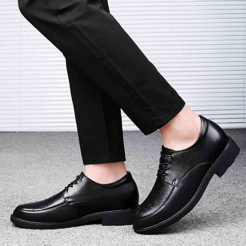 Luxury Brand Men Casual Flats Genuine Leather Business Oxford Shoes Antiskid Gentleman Shoes Crocodile Pattern Formal Dress Shoe
