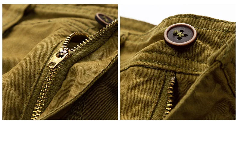 Men's Casual Washed Cotton Cargo Shorts Multi-Pocket Durable Knee-Length Work Shorts Pantaloncini Uomo Camouflage Roupas Hombre