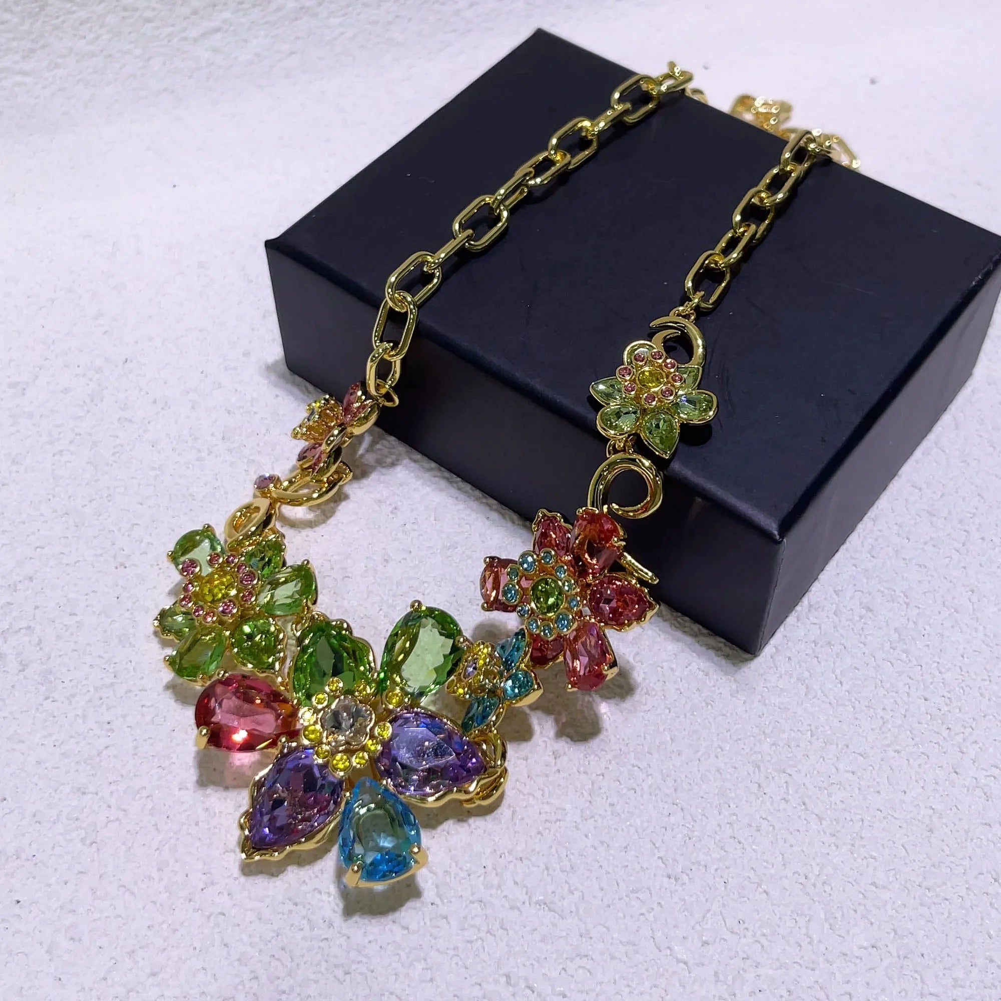 Flower Crystal Boutique Irregular Original Jewelry Set New Color Earring Exquisite Necklace Ring Bracelet Wedding Gift for Women