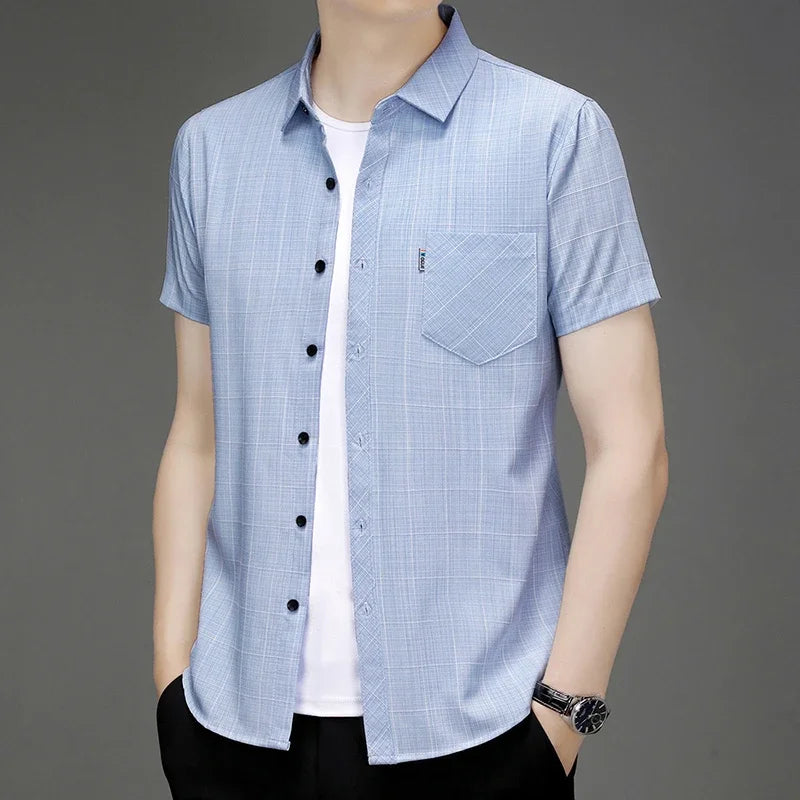 Men's Business Casual Short Sleeved Printed Shirt