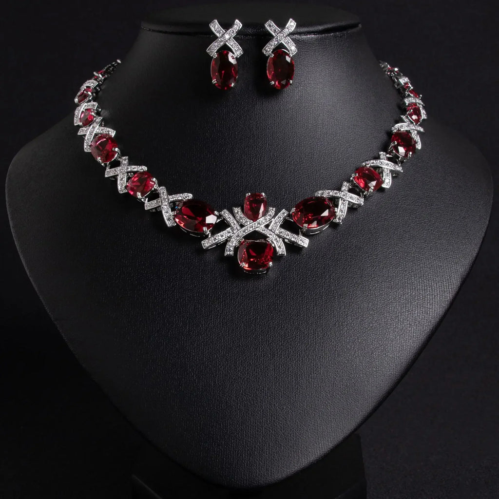 Pop Hot Stereo Jewelry Oil Painting Necklace Earrings Premium Multi-Color 2-Piece Wedding Travel Women's Holiday Gift M-1000