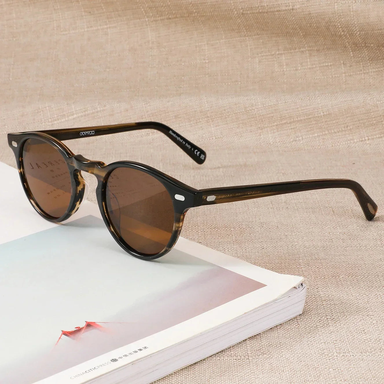 Gregory Peck Vintage Polarized Sun Glasses OV5186 Clear Frame Sunglasses Brand Designer Men Women OV 5186 Gafas Oculos with case