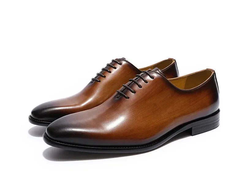 Designer Genuine Leather Mens Wholecut Oxford Shoes Luxury Brand Black Brown Dress Shoes for Business Office Formal Wear