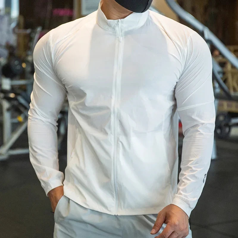 Men's Running Training Elastic Coat Outerwear Gym Tights Jacket Outdoor Cycling Sweatshirt Dry Fit Breathable Compression Tops
