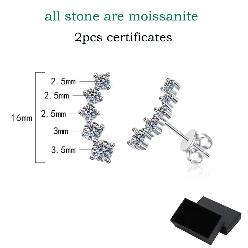 1.16cttw Gradient Gem Full Moissanite Stud Earrings for Women Sparkling Party Jewelry Earrings 925 Sterling Silver 100%