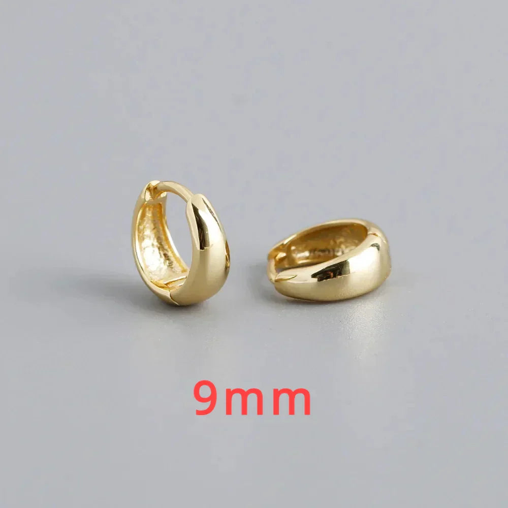 100% 925 Sterling Silver 18K 6/7/8/9/10mm Round Hoop Earrings for Women Classic Fine Jewelry Minimalist Accessories
