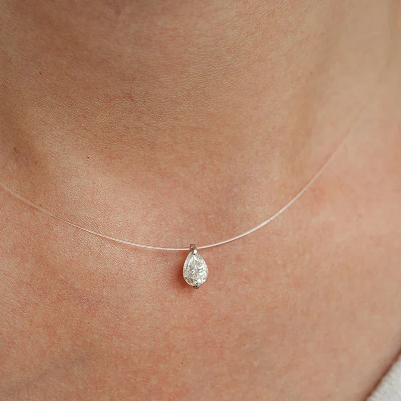 0.8CT 5*7MM Fishing Line Moissanite Necklace for Women Pear Cut Classic Pendant S925 Sterling Silver Jewelry Wholesale