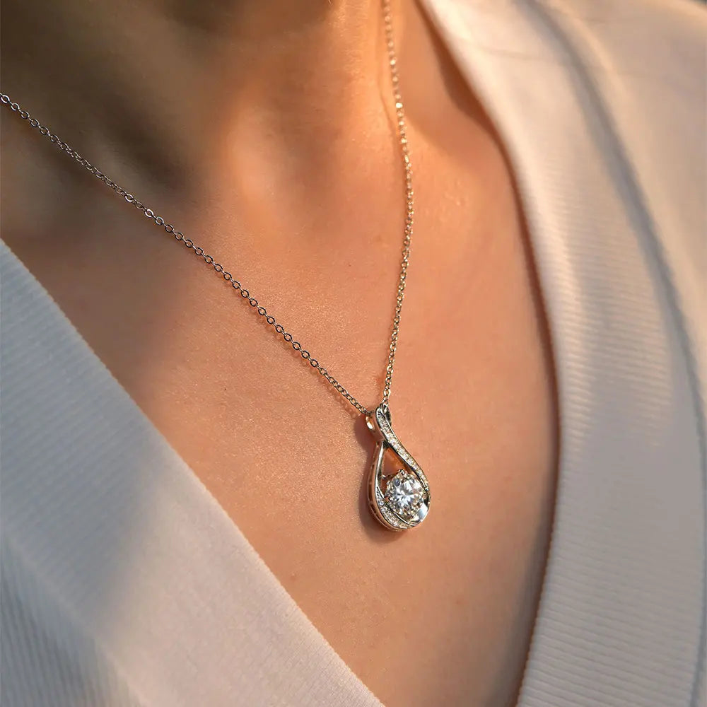 8MM 2.0CT Round Cut Moissanite Necklace 14K Gold Filled Infinity Pendant Necklace for Women Wedding Jewelry Gift