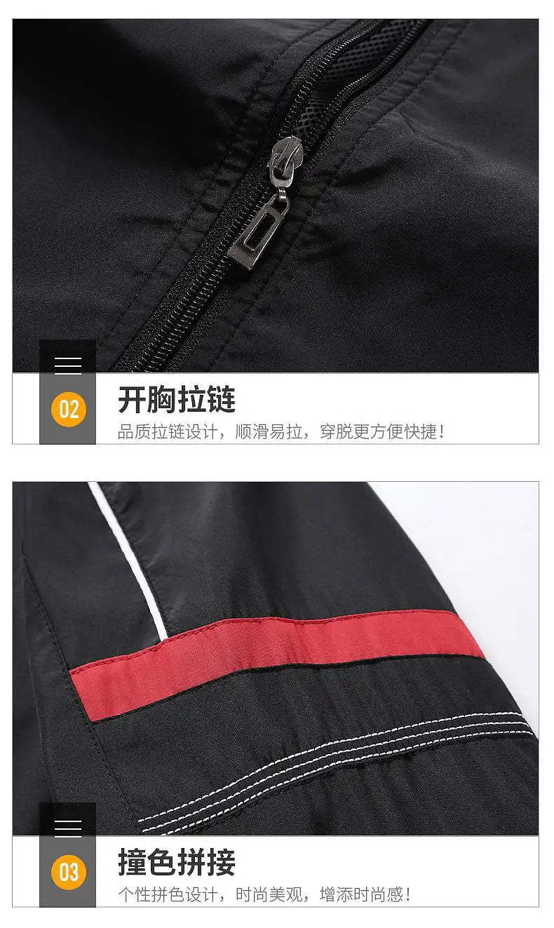 2025 Casual Windproof Running Sets Sportswear Men's Jogging Sport Jacket+Pants Sweatsuit Plus Size Breathable Workout Clothes