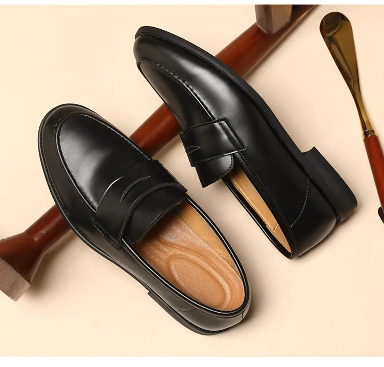 Men's Plus Size Genuine Leather Loafers Slip-on Formal Business Casual Dress Shoes for Man Spring Autumn New Wedding Shoes Male