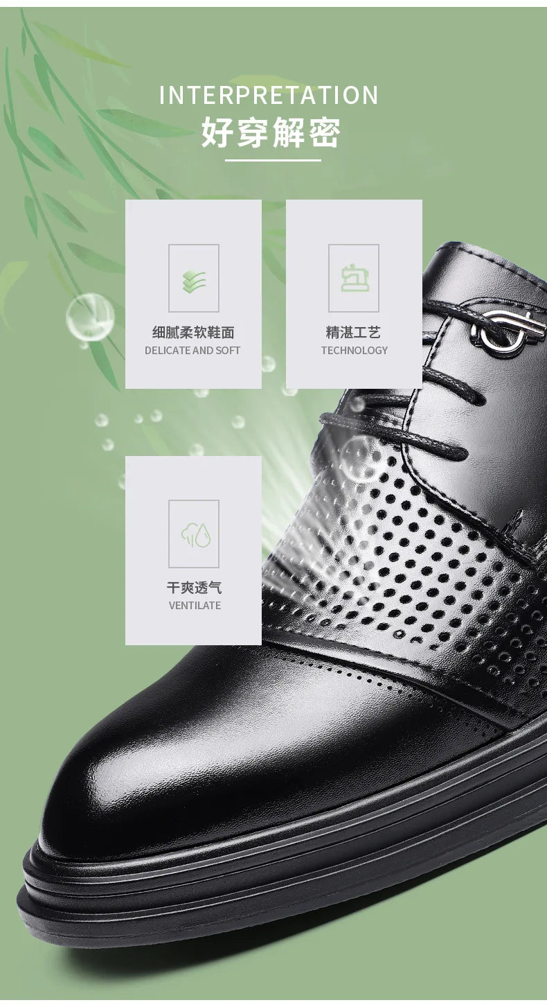 2026 New British Business Formal Leather Shoes for Man Summer Autumn Hallow Dress Shoes Male Solid Color Fashion Shoes Man
