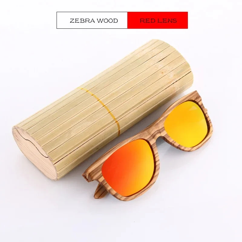 Men bamboo Wood Sunglasses Women Retro Vintage Polarized zebra Wooden Glasses Oculos De Sol Square Summer Goggle paper box