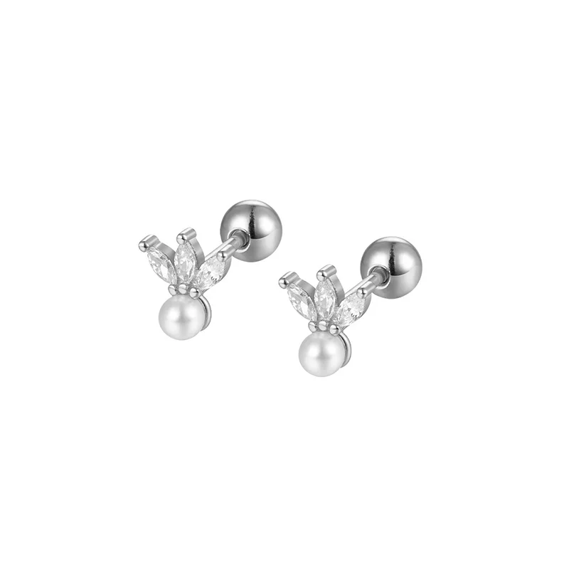 925 Sterling Silver Fashion Love Butterfly Romantic Star Crown Screw Stud Earrings for Women Ear Bone Piercing Jewelry