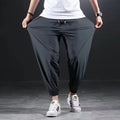 Plus Size Casual Men Pants Summer Breathable Ice Silk Quick Drying Thin Elasticity Sports Running Men Cropped Pants