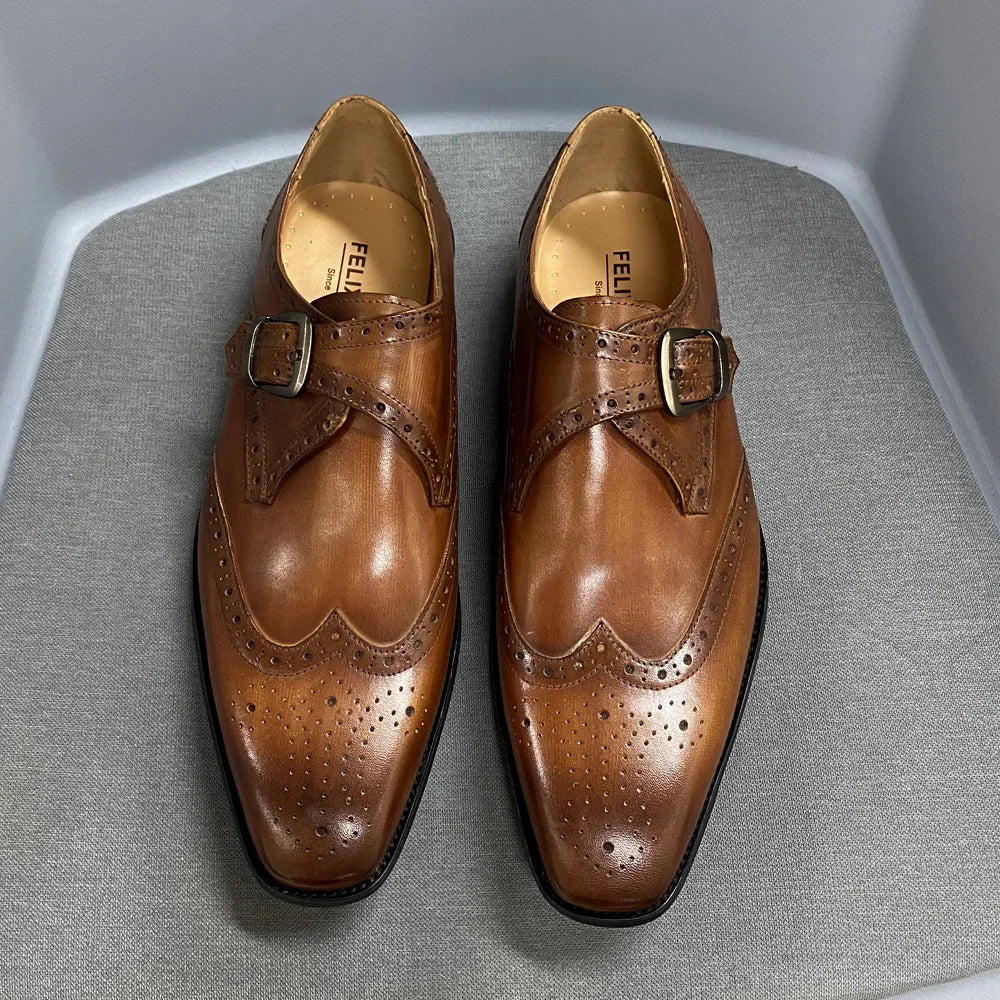 Men's Luxury Genuine Leather Dress Shoes – Formal Lace-Up Office Oxfords