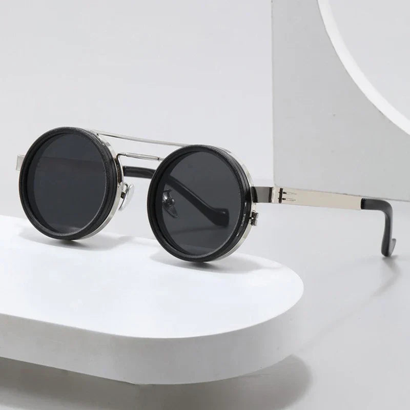 Metal Round Punk ND9-level Adjustable Dimming Sunglasses Women Polarized UV400 Fashion Men Outdoor Sun Glasses