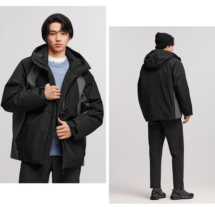 Down Jacket Men Waterproof Hooded 2026 New Winter Outdoor Windproof Warm Versatile Outerwear