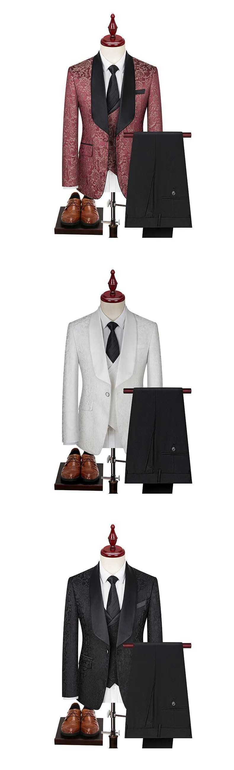 2025 New Large-Sized Jacquard Men's Suit for Wedding Dress, Groom's Suit Set, Host's Performance Costume