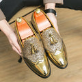 Business Dress Shoes Men's Oxfords Genuine Leather Pointy Toe Lace Up High Quality Office Wedding Formal Shoes For Men Gold