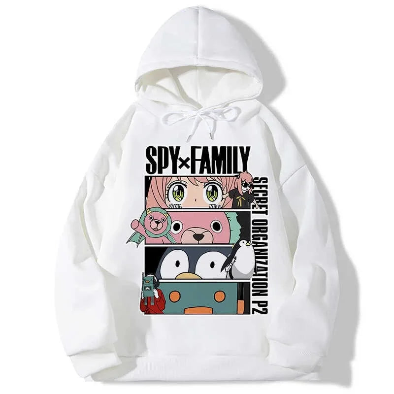 بلوفر Spy X Family Anya Forger بغطاء رأس مطبوع على الموضة اليابانية للجنسين كبير الحجم عالي الجودة مريح من الصوف يسمح بالتهوية ناعم