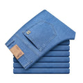 Men's Ice Silk Jeans Summer New Lyocell Thin Business Casual Denim Pants Classic All Match Slim Fit Straight Elastic Jean Male