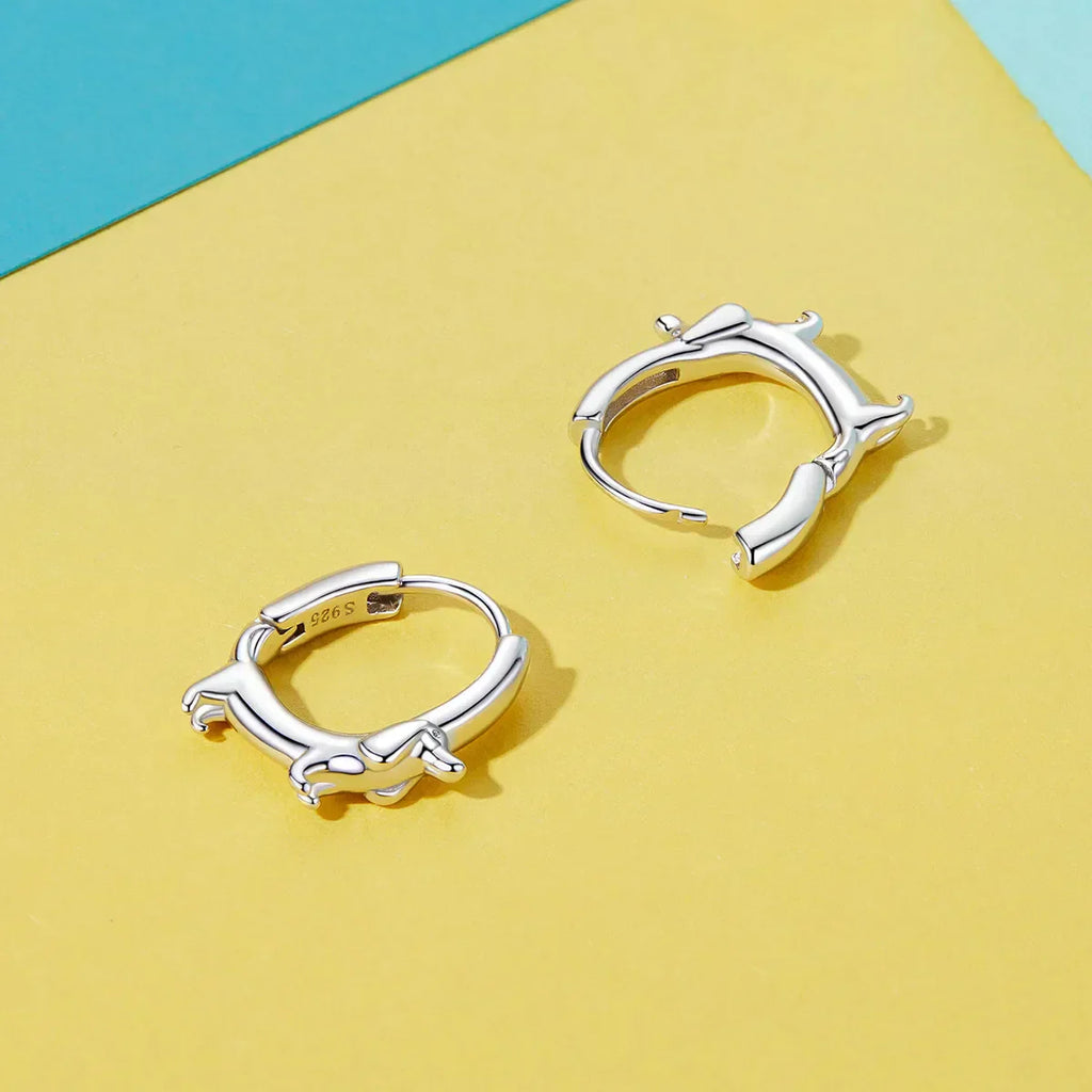 Snake Dog Cat Ear Buckles Women 925 Sterling Silver Dachshund Hoop Earrings Girl Party Birthday Gift Minimalism Jewelry