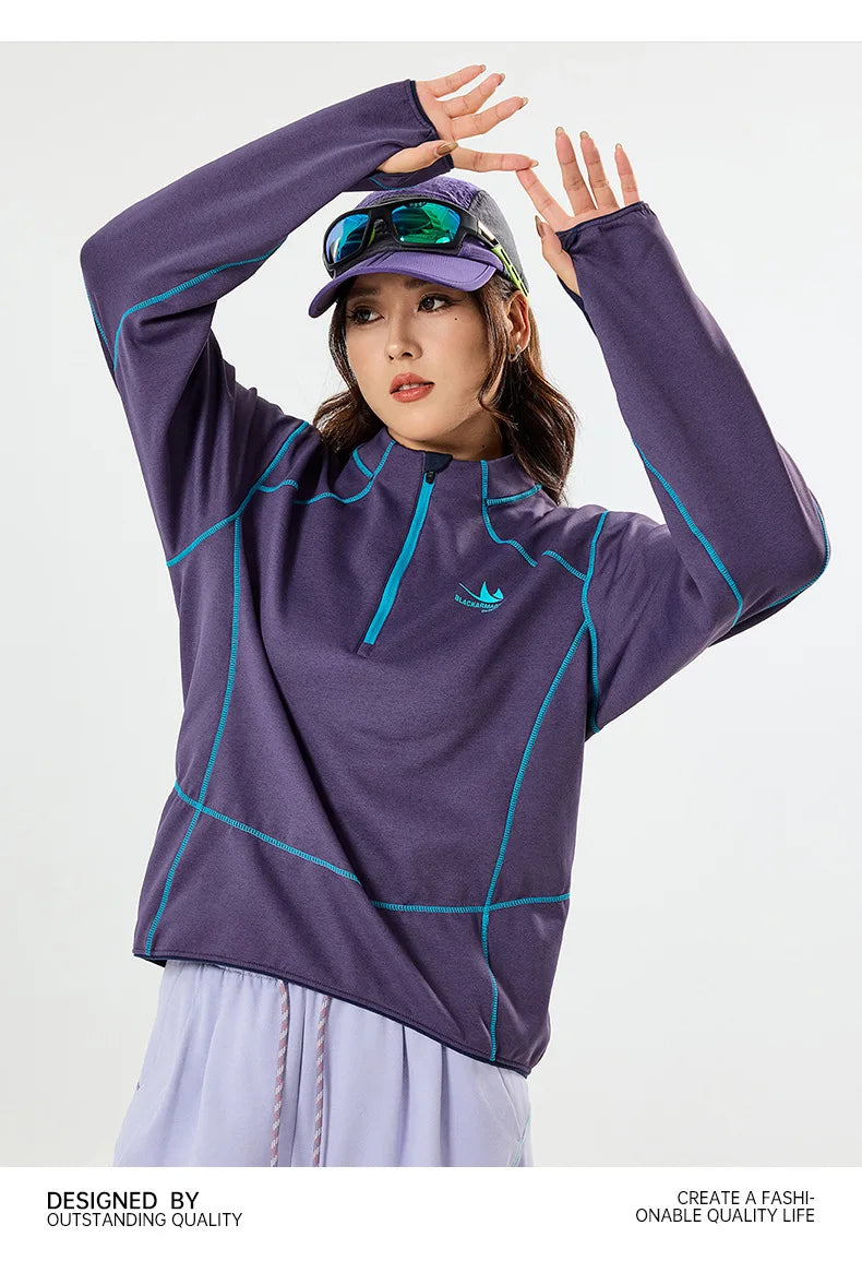Retro Lightweight Quick-Dry Long-Sleeve Outdoor Top for Couples: Ideal for Running & Cycling