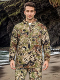 Men's Stretch Camouflage Jacket, Hunting Pullover, Light Nylon Fabric Printed Plush Lining Hoodie