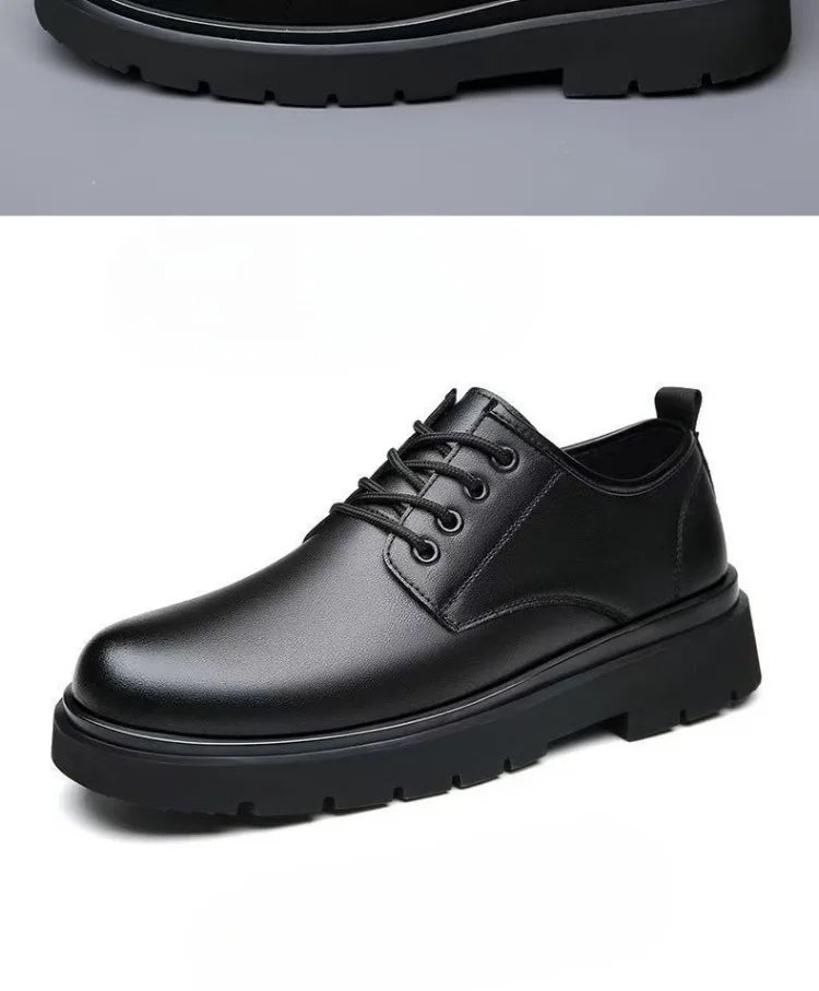 2026 Men's Leather Shoes Breathable Perforated Odor Free Business British Style Office Soft Sole Wear Resistant Casual Footwear