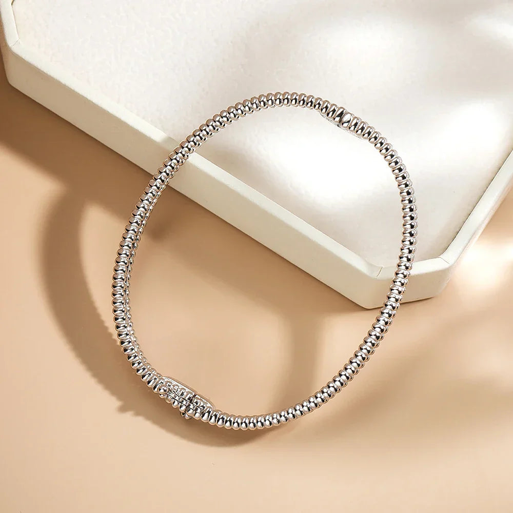 2mm D Moissanite Bangle Women Gift Solid 925 Silver Bracelet Sparkling Lab Diamond Hand Circles Joker Fold Wear Jewelry