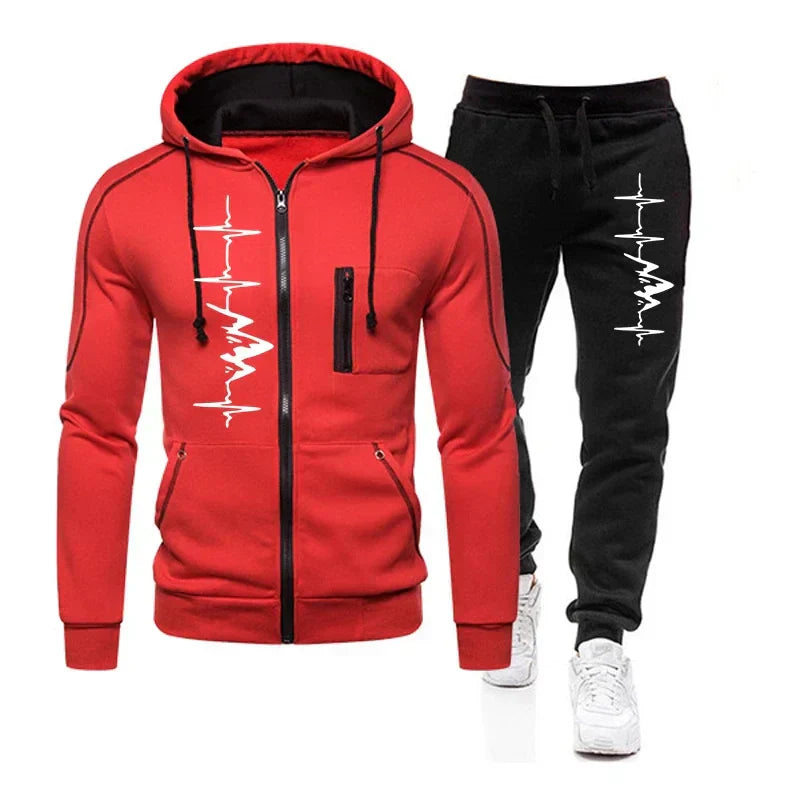 High Quality Autumn Winter Outdoors Hoodie Daily Men's Clothing Jogging Casual Sports Single Piece Zipper Jacket and Sport Pants