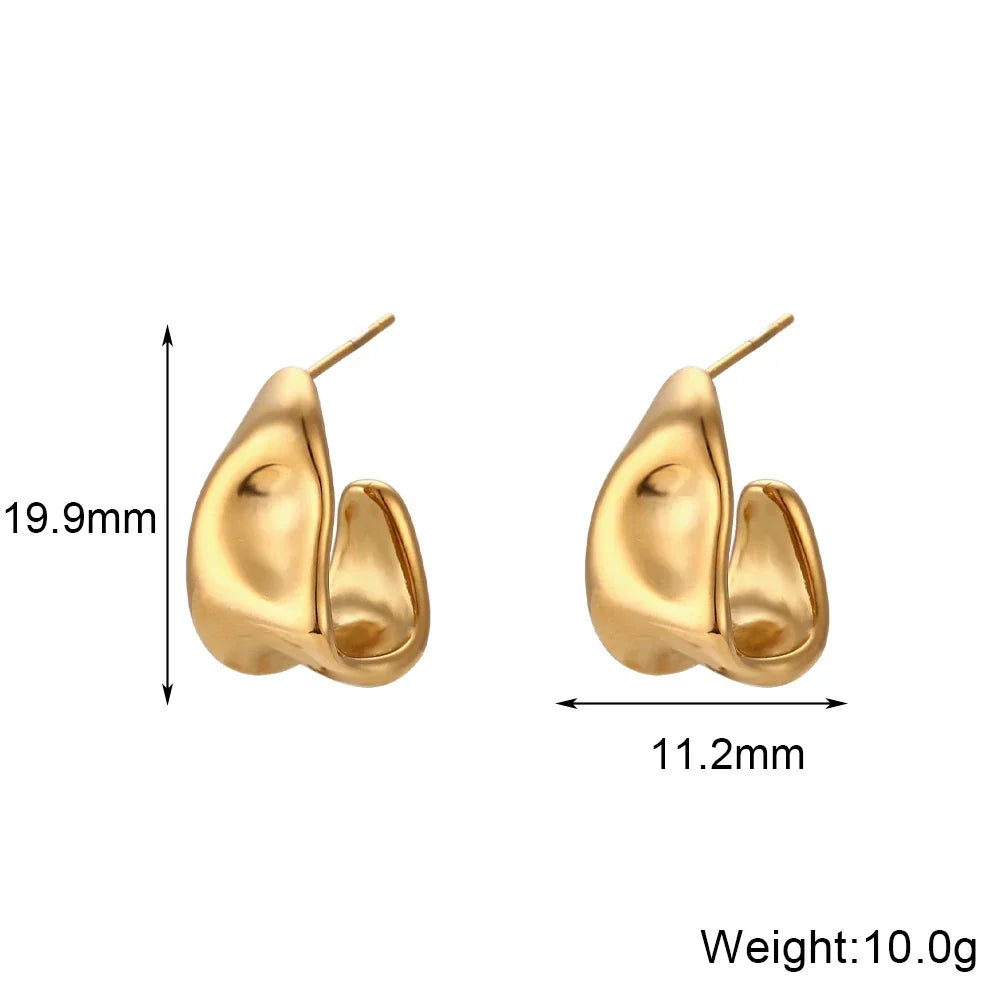 Hot-Selling Geometric Trapezoid Shape Creole Stainless Steel Earrings For Woman Unusual Earrings Women's Ear Creoles