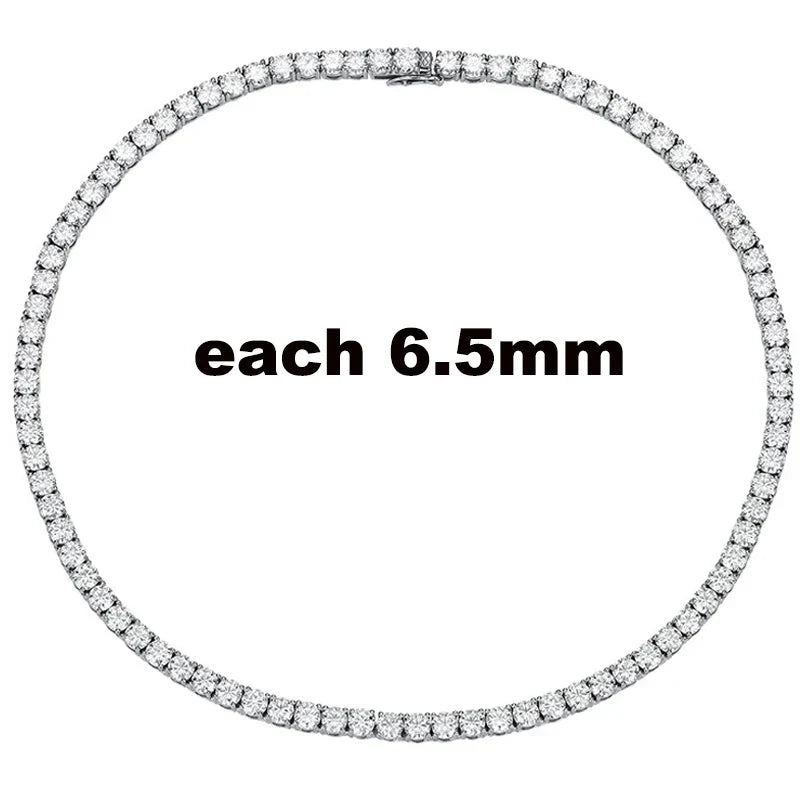 2.5-6.5mm Full Moissanite Tennis Necklace for Women Sparkling Diamond Pendant 925 Sterling Silver Fine Jewelry Gift GRA